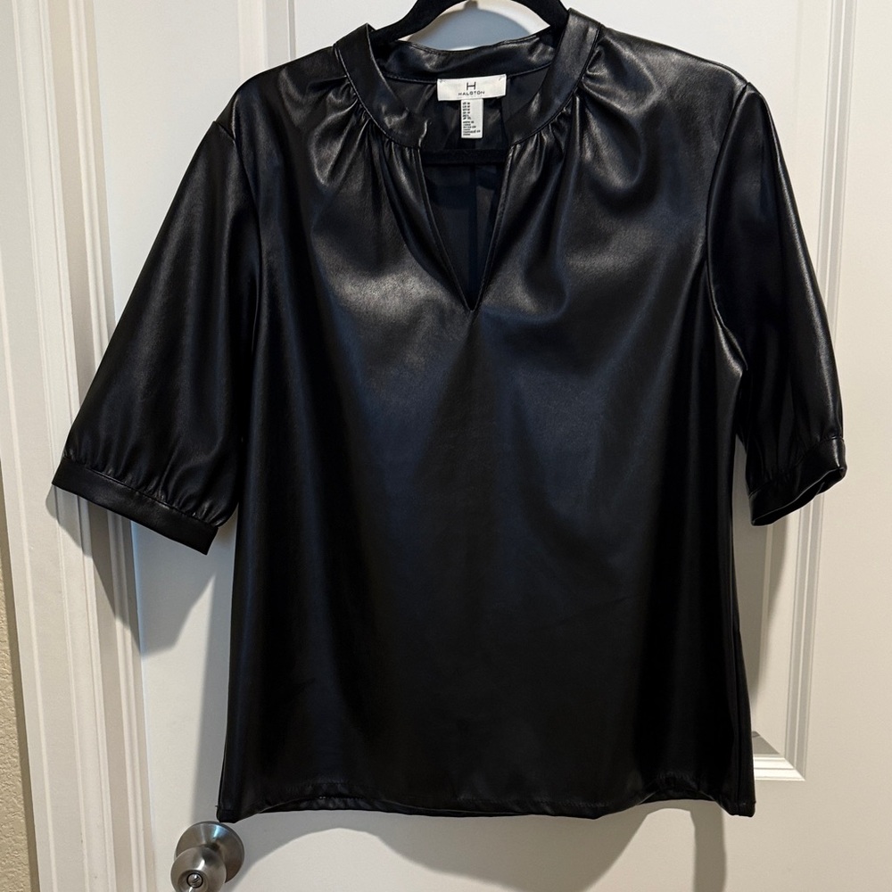 H by Halston Glossy Black Blouse